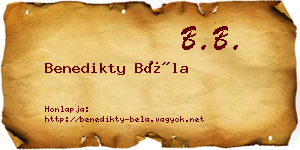 Benedikty Béla névjegykártya